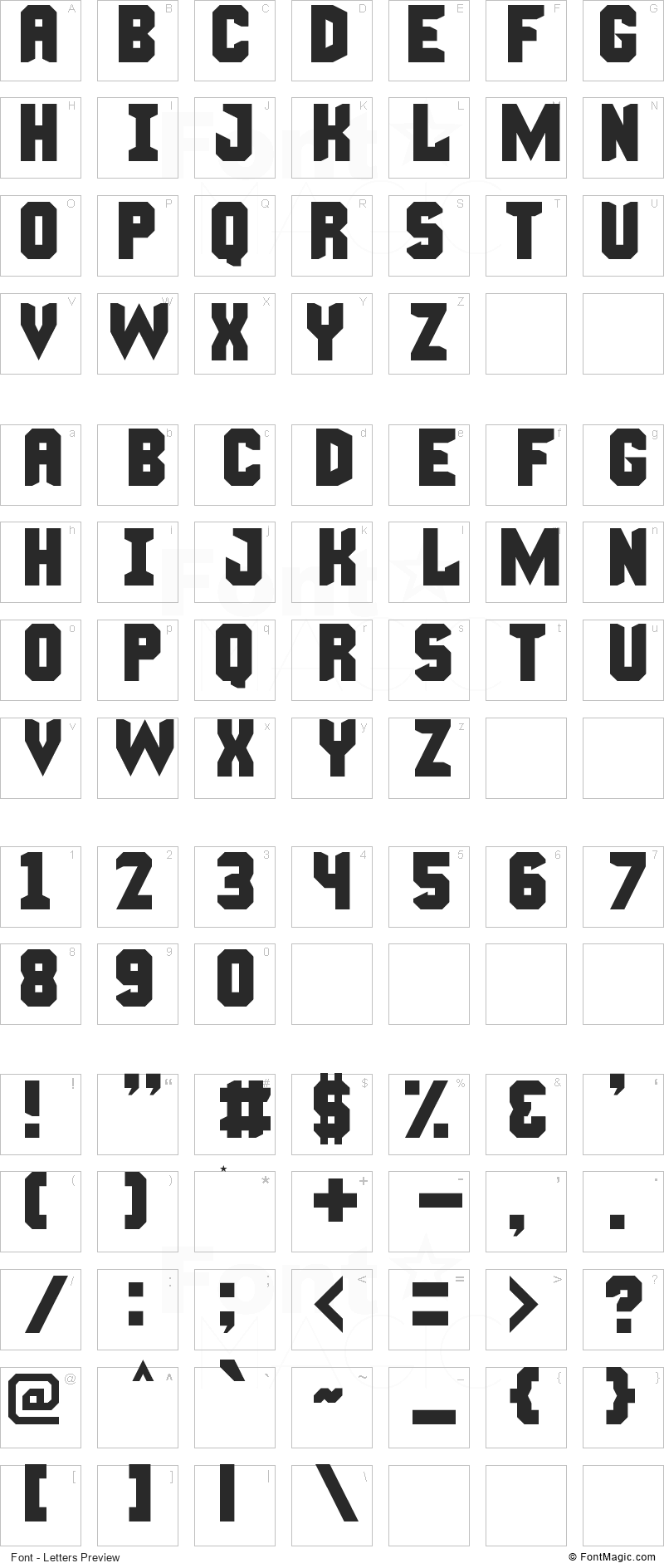 Manly Man Font - All Latters Preview Chart